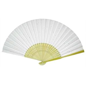 Japanese Paper Handheld Fan White with Silver Flecks HF173
