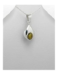 Baltic Amber Pendant Necklace In 92.5 Sterling Silver