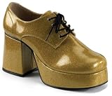 Pleaser Brand Style Jazz02 Mens 70's Disco Platform Gold Pimp Costume Shoes with 4 Heel