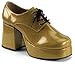 Pleaser Brand Style Jazz02 Mens 70's Disco Platform Gold Pimp Costume Shoes with 4 Heel