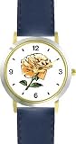 41drNb9MyAL. SL160  Peach Colored Rose   Flower   WATCHBUDDY® DELUXE TWO TONE THEME WATCH   Arabic Numbers   Blue Leather Strap Childrens Size Small