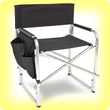 EARTH HEAVY DUTY DIRECTORS CHAIR w/ Extra Heavy-Duty, Reinforced Aluminum Frame -- STRONG Polished Aluminum -- High Back for Added COMFORT -- Ships FAST in 1-2 Days -- Foam Arm Rests for Comfort