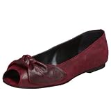Butter Women's Bobbie Peep Toe Flat,Wine Suede,6 B US