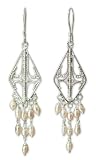 Pearl earrings, 'Pink Iridescence' 0.7 W 2.8 L