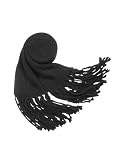 Roberto Cavalli Black Knit Signature Fringed Long Scarf