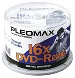 PLEOMAX DXG47650TK 16X WRITE ONCE THERMAL PRINTABLE DVD-R, 50-CT SPINDLE