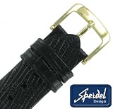 20mm Mens Black Gator Lizard Grain Leather Watch Band