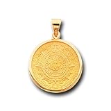 14K Yellow Gold Aztec Calendar Satin Charm Pendant