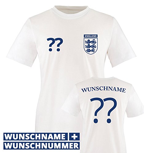 TRIKOT – ENG – WUNSCHDRUCK – Herren T-Shirt – Weiss / Blau Gr. XL