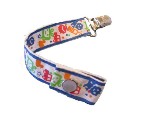 Boys Classic Pacifier Toy Clip Holder - Robots Technology Boys Classic Pacifier Toy Clip Holder - Robots Technology