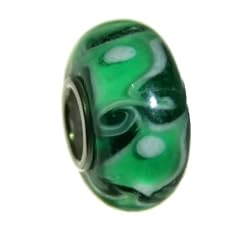 Bella Carina Glas Bead - gr�n gemustert - Beads Element mit Silberkern f�r Armband - 925 Sterling Silber, nickelfrei