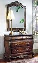2pc Entry Way Bombe Chest & Mirror Set Walnut Finish