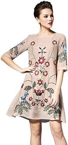 FuYongsanni Chinese women's national wind embroidery chrysanthemum cotton dress 7703