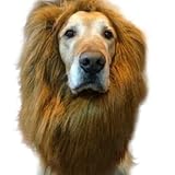Comemall Lion Mane Wig Halloween Pet Costume Cat Fancy Dress up Clothes for Large Dogs (Light Brown)