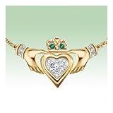 Diamond And Emerald Claddagh Necklace Irish Jewelry