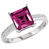 10K Gold Round Square Pink Sapphire and Diamond Ring