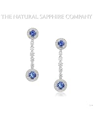 1.88ct Natural Untreated Blue Sapphire Earrings with 1.55cts of Diamonds