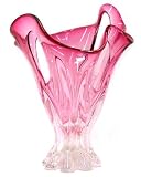 Murano Art Glass Cranberry Vase Footed C21