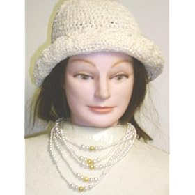 Click here to buy Five Strand Ivory Pearl Necklace Separated By Gold Color Beads and Earrings for Women and Teens... by Gita.