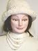 Five Strand Ivory Pearl Necklace Separated By Gold Color Beads and Earrings for Women and Teens Offered in Combination with Hand Crocheted Chenille and Gimp Tweed Skull Cap