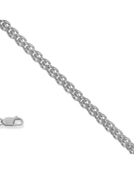 14k Solid White Gold 1.5 mm (1/16 Inch) Round Wheat Chain Anklet 10" w/ Lobster Claw Clasp