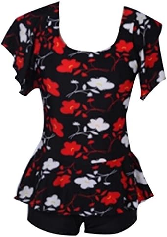 WenVen Women's Loose Multi-Colored One-Piece Swimsuit Plus Size Swimwear(Picture color,M)