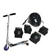 Razor Carvr Kick Scooter With Trucks Silver Plus Youth Multi-Sport Helmet and Pad Set (Recommended Fit Ages 8-14)
