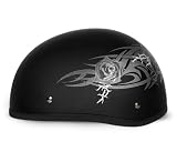 D.O.T. Daytona Skull Cap Motorcycle Helmet – W/ Black Rose – Size XLarge