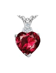 Tommaso Design (tm) Heart Shape 8mm Created Ruby and Genuine Diamond Heart Pendant