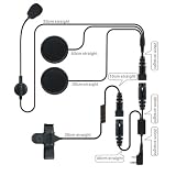 GSI Super Quality Two-Way Radio Headset Kit for Half-Face Motorcycle Helmets - Noise Cancellation In-Helmet Dual-Sided Earphones with Boom Microphone - Handlebar PTT Push-To-Talk Control Button - Compatible with Motorola - Icom - Uniden - Kenwood and All Standard 2-Way Radios