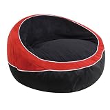 LumiSource Soft Chair with Beaded Seat and Carrying Handle, Red and Black