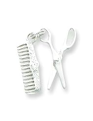 Sterling Silver Comb & Scissor Charm with 20 inch Sterling Silver Chain