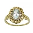 14KT Gold Cluster Ring Aquamarine Yellow Beryl Diamond