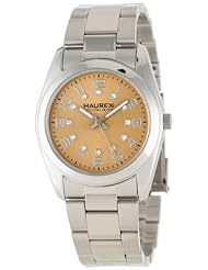 Haurex Italy Womens 2A388DCC Narciso Round Stainless Steel Gold Dial Swarovski Watch