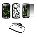 Zebra Stripes Design Soft Silicone Gel Skin Cover Case + Crystal Clear LCD Screen Protector + Rapid Car Charger for Samsung Omnia 2 i920