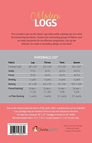 Christa Quilts Modern Logs Quilt Pattern 4 Sizes