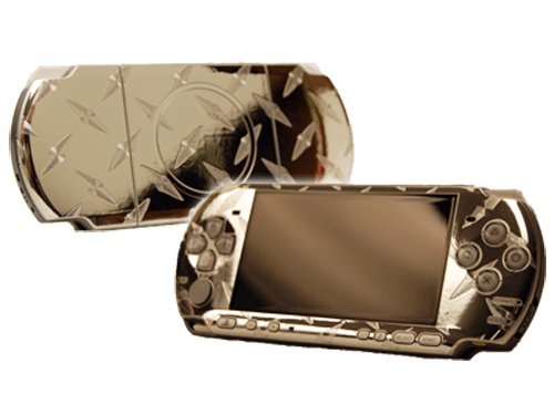 PlayStation Portable 3000 (PSP-3000) Skin - NEW - SILVER DIAMOND PLATE MIRROR system skins faceplate decal mod