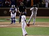 San Francisco Giants v Texas Rangers, Game 3: Neftali Feliz,Bengie Molina,Juan Uribe Photographic Poster Print by Christian Petersen, 18x24