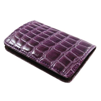 Lady Business Credit Name Card Case Holder Wallet Leather Purple