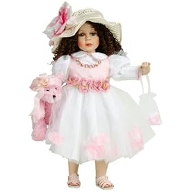 SAVANNAH 24in Porcelain Girl w Bear Doll ~Retired by Duck House Dolls