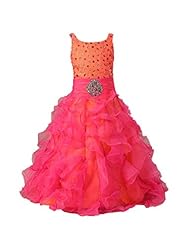 Girls Organza Crystals Crystal  Sleeveless Flower-Girl Dress/Wedding Dress  With Rhinestones