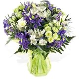 Cool collection of blues whites and limes - Send Handtied Bouquet of Fresh Flowers
