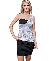 Sweetheart Cotton/Metallic/Polyester General Print One Shoulder Tank Ruched Asymmetric   Dress With a Bow(s)