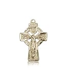Genuine IceCarats Designer Jewelry Gift 14K Solid Yellow Gold Celtic Crucifix Medal 1 X 5/8 Inch