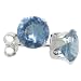 Sterling Silver Blue Topaz 1 Carat Size (each) Brilliant Cut CZ Stud Earrings