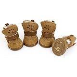 URBEST&reg;Brown Hook Loop Closure Booties Pet Dog Chihuahua Shoes Boots 2 Pair (s)
