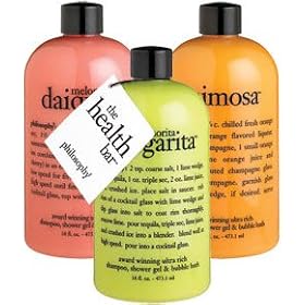 philosophy | health bar | 100% calorie-free shampoo, body wash, and bubble bath collection.