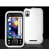 White Rubberized Snap-On Hard Skin Case Cover for Motorola Flipside MB508 P ....
