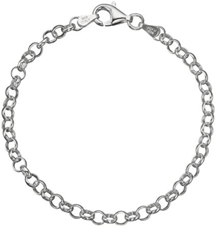 Crystalbella Fashion Solid Silver 4Mm Thick Italian Round Rolo Cable Link Chain Anklet