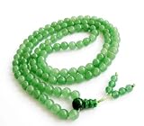 8mm 108 Green Jade Beads Tibetan Buddhist Prayer Meditation Mala Necklace